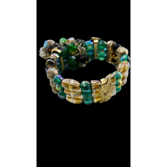 Pretty All Glass Memory Wire Bracelet (A7975) - Picture 6 of 8